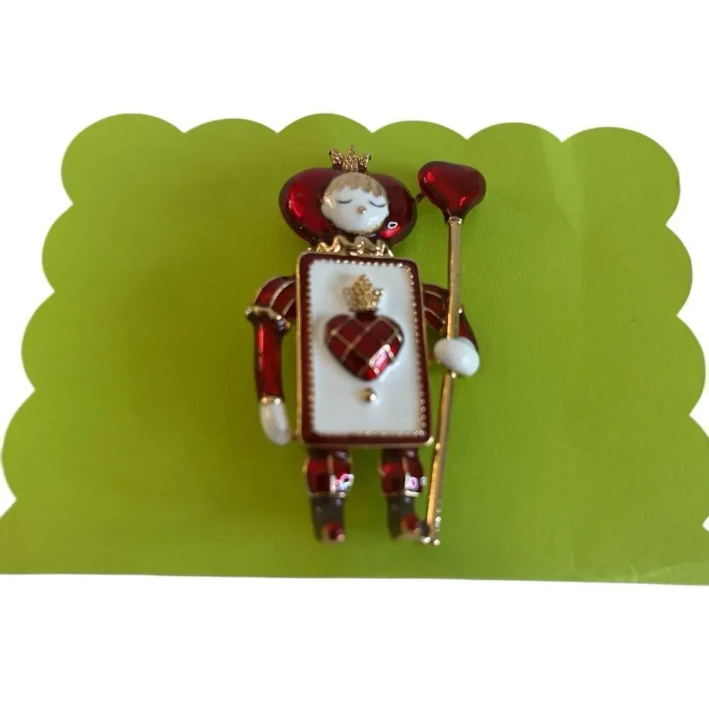 Vintage Red and White Queen of Hearts Brooch.